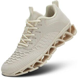 Women's Fashion Blade Tennis Running Walking Lace Up Beige Athletic Shoes